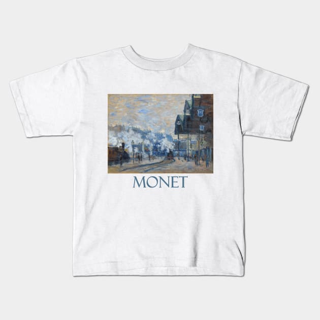 La Gare Saint Lazare, Vue Exterieure by Claude Monet Kids T-Shirt by Naves